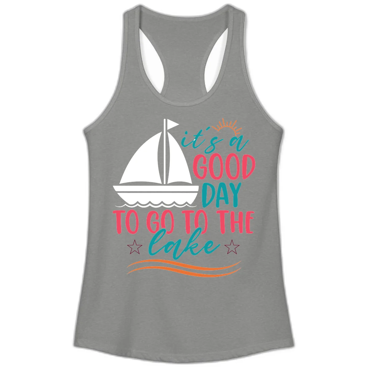 It's A Good Day To Go To The Lake Ladies Tank in Heather Grey