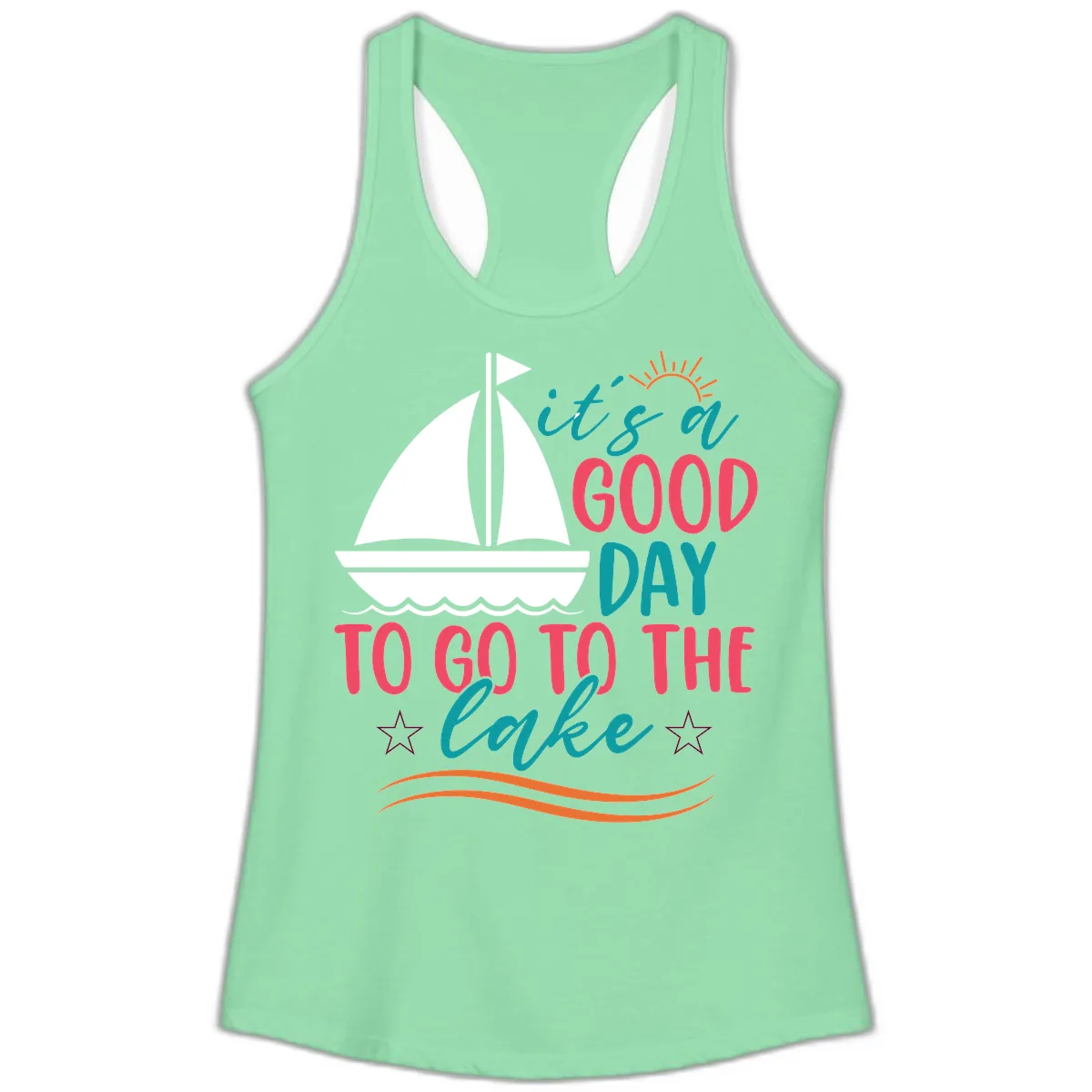 It's A Good Day To Go To The Lake Ladies Tank in Solid Mint
