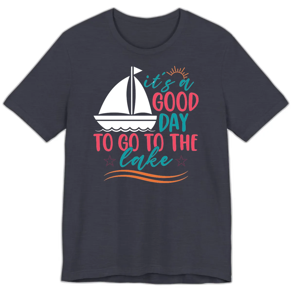It's A Good Day To Go To The Lake Premium T-Shirt in Heather Midnight Navy