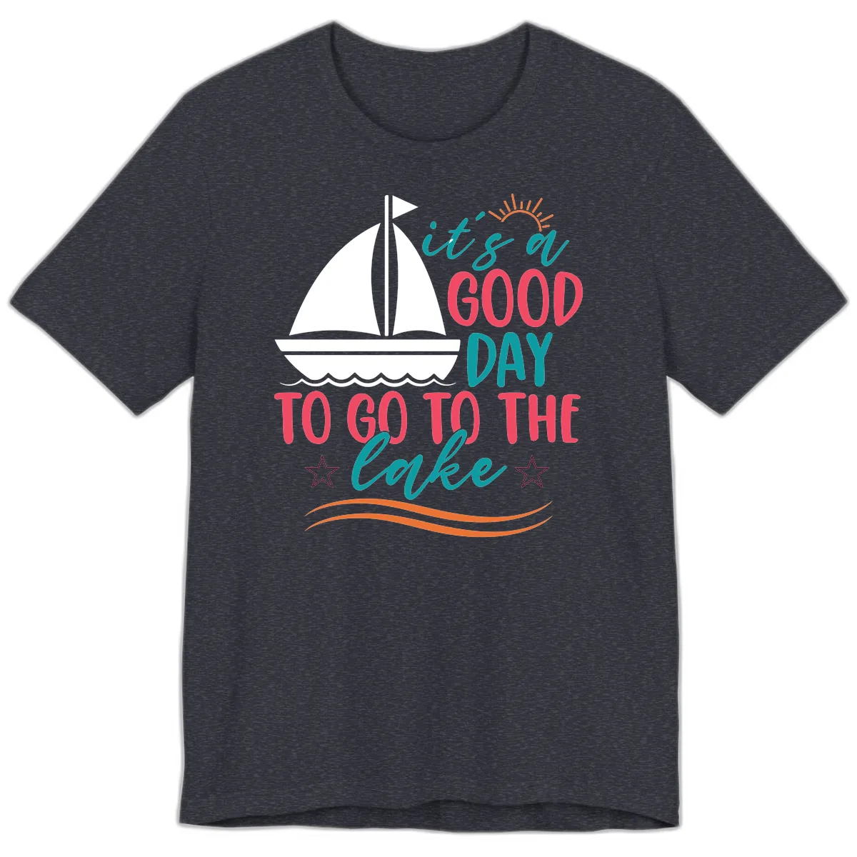 It's A Good Day To Go To The Lake Premium T-Shirt in Heather Navy