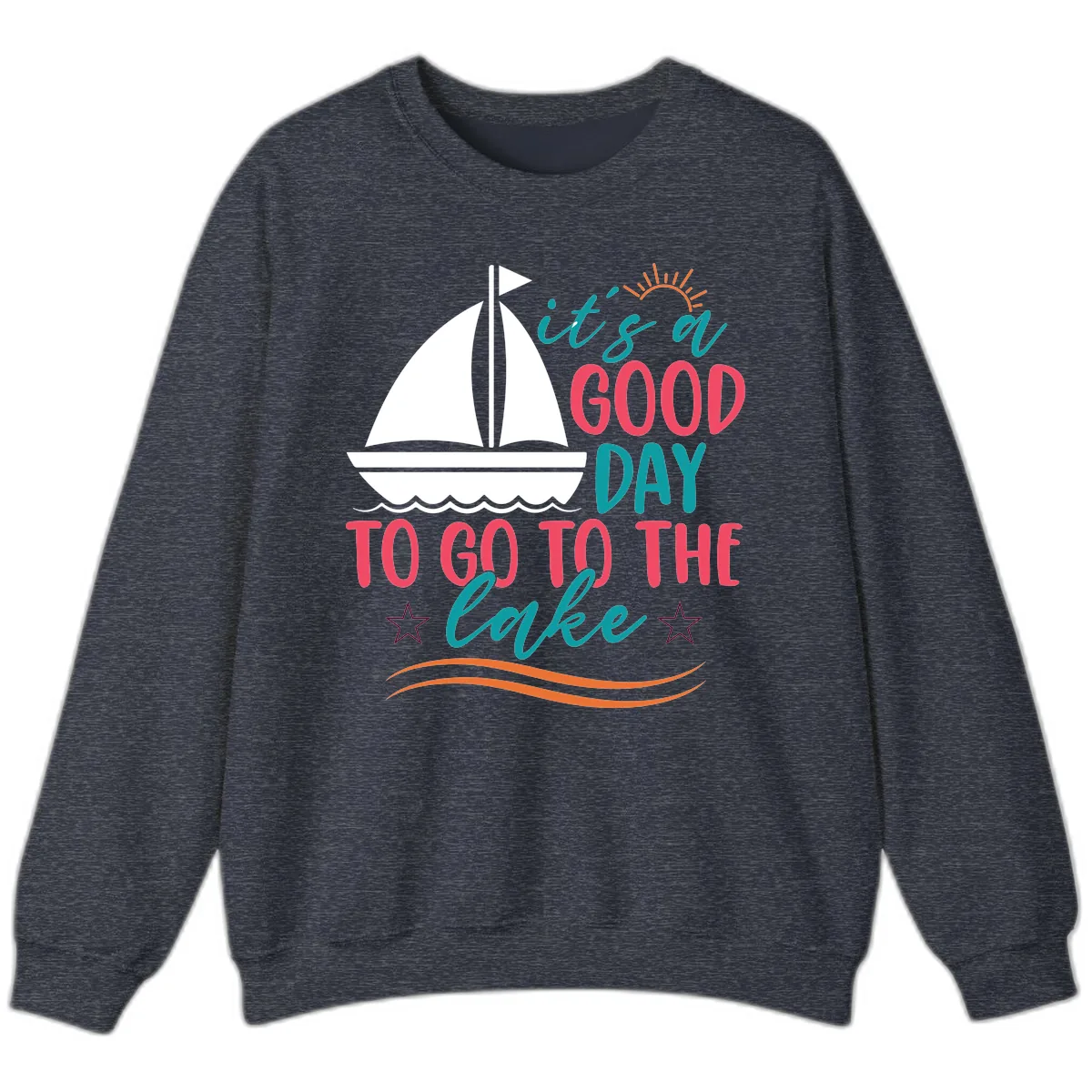 It's A Good Day To Go To The Lake Sweatshirt in Heather Sport Dark Navy
