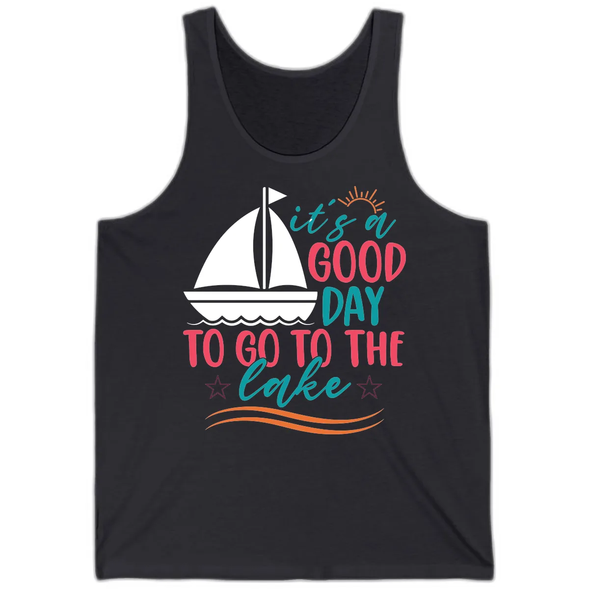 It's A Good Day To Go To The Lake Tank in Dark Grey