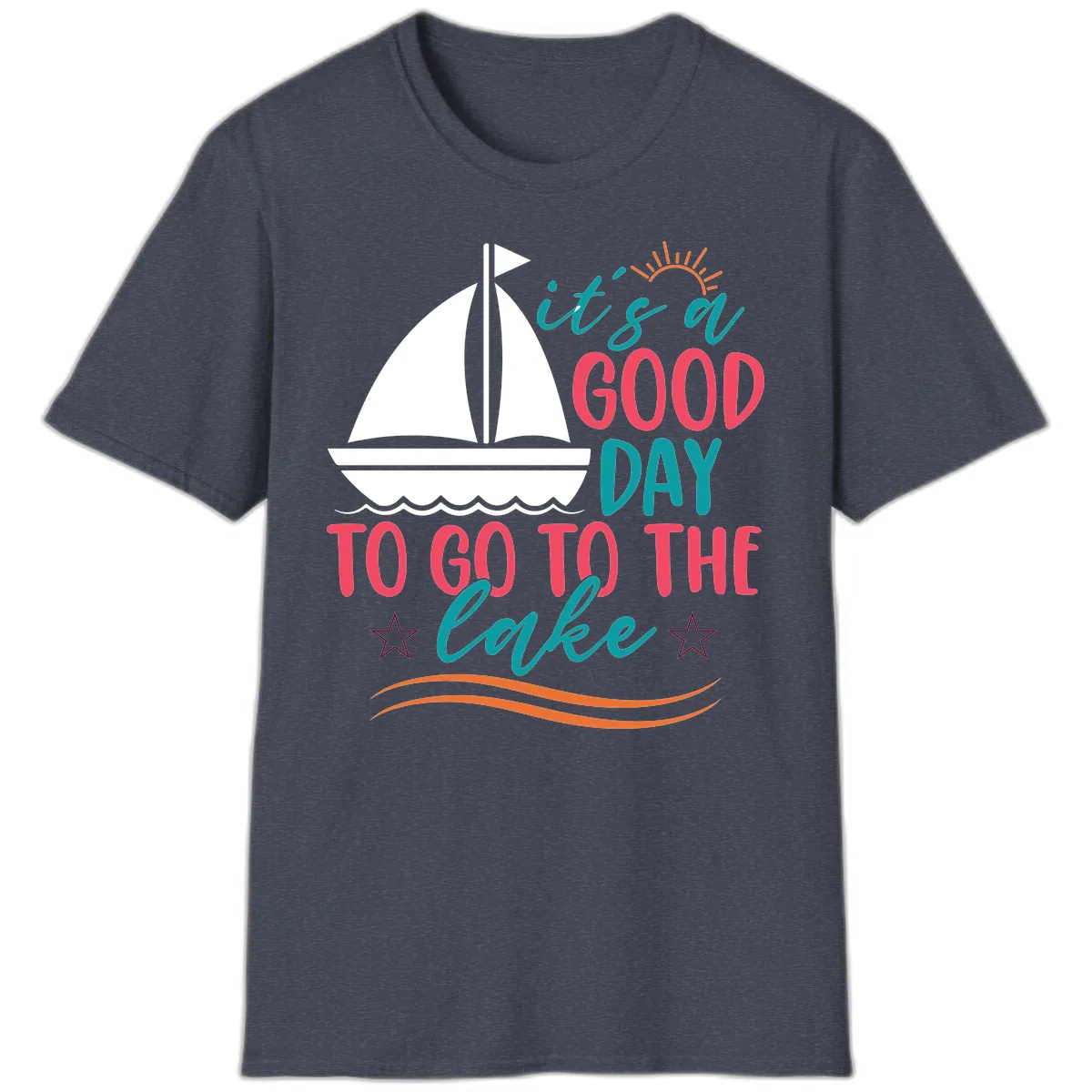 It's A Good Day To Go To The Lake T-Shirt in Heather Navy