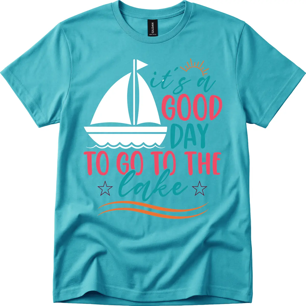 It's A Good Day To Go To The Lake T-Shirt in Tropical Blue