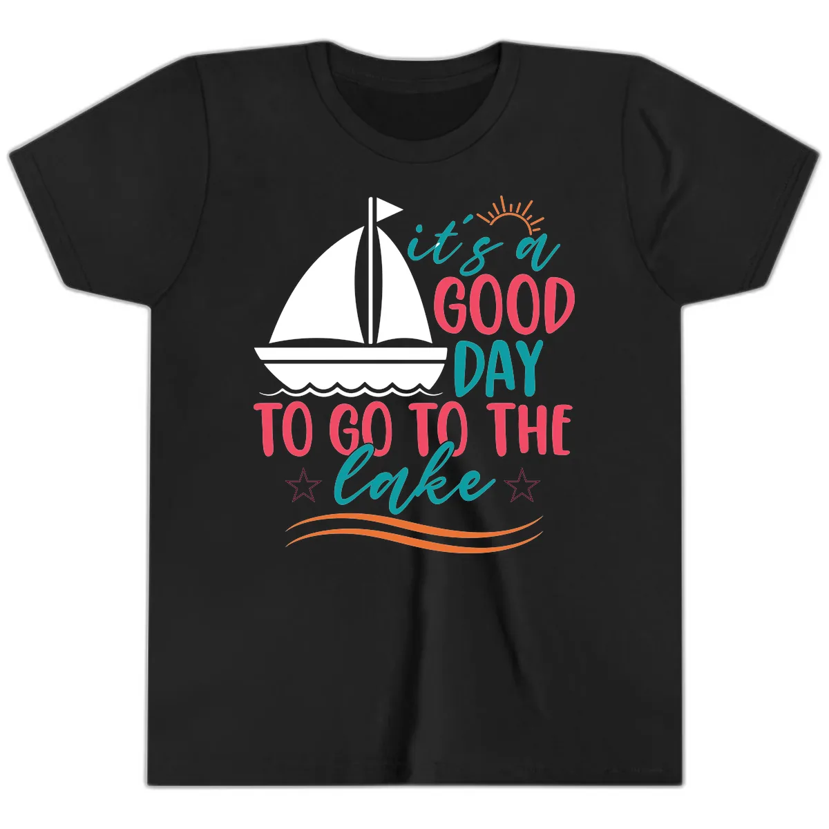 It's A Good Day To Go To The Lake Youth T-Shirt in Black