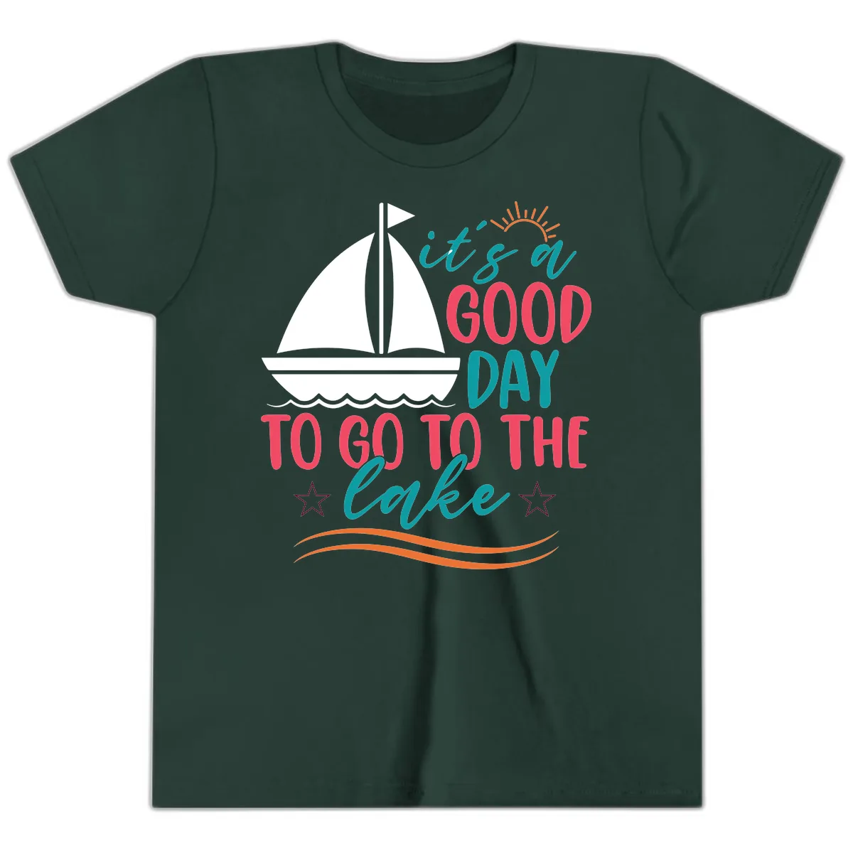 It's A Good Day To Go To The Lake Youth T-Shirt in Forest