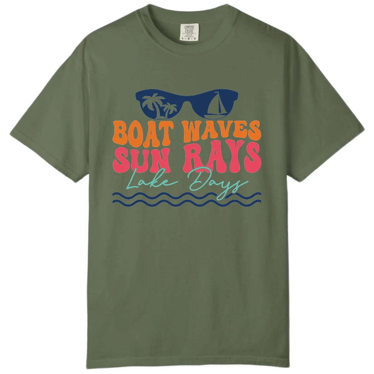 Boat Waves Sun Rays Lake Days Comfort Color in Sage
