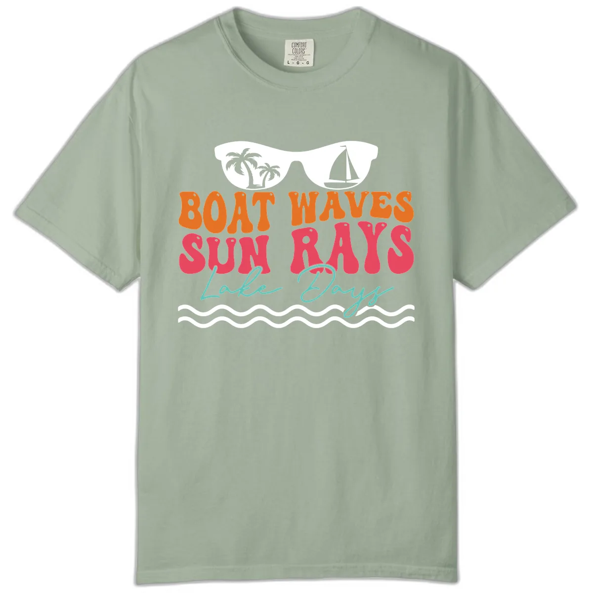Boat Waves Sun Rays Lake Days Comfort Color in Bay