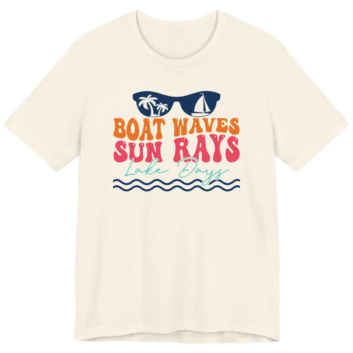 Boat Waves Sun Rays Lake Days Premium T-Shirt in Natural