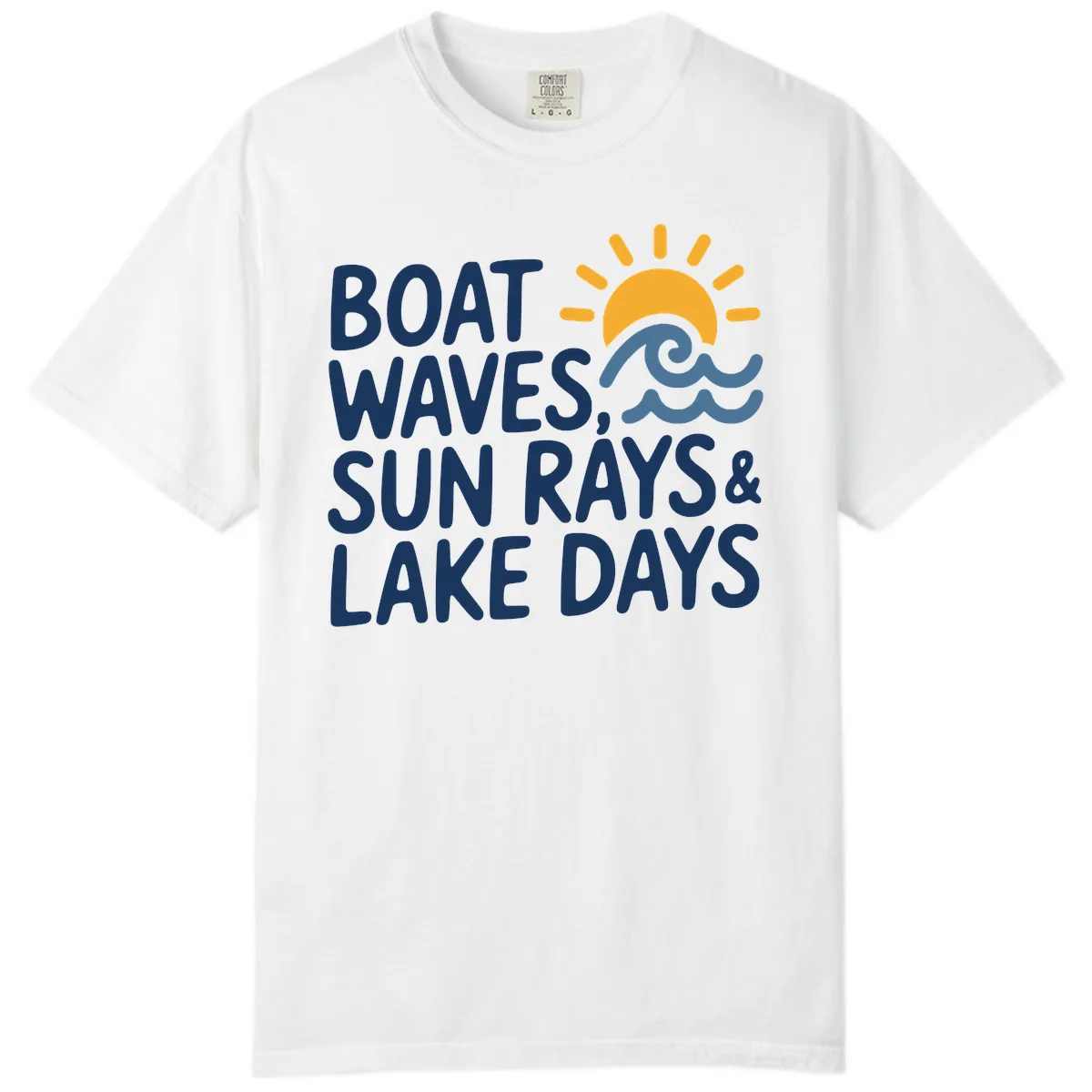 Boat Waves Sun Rays Lake Days Comfort Color in White