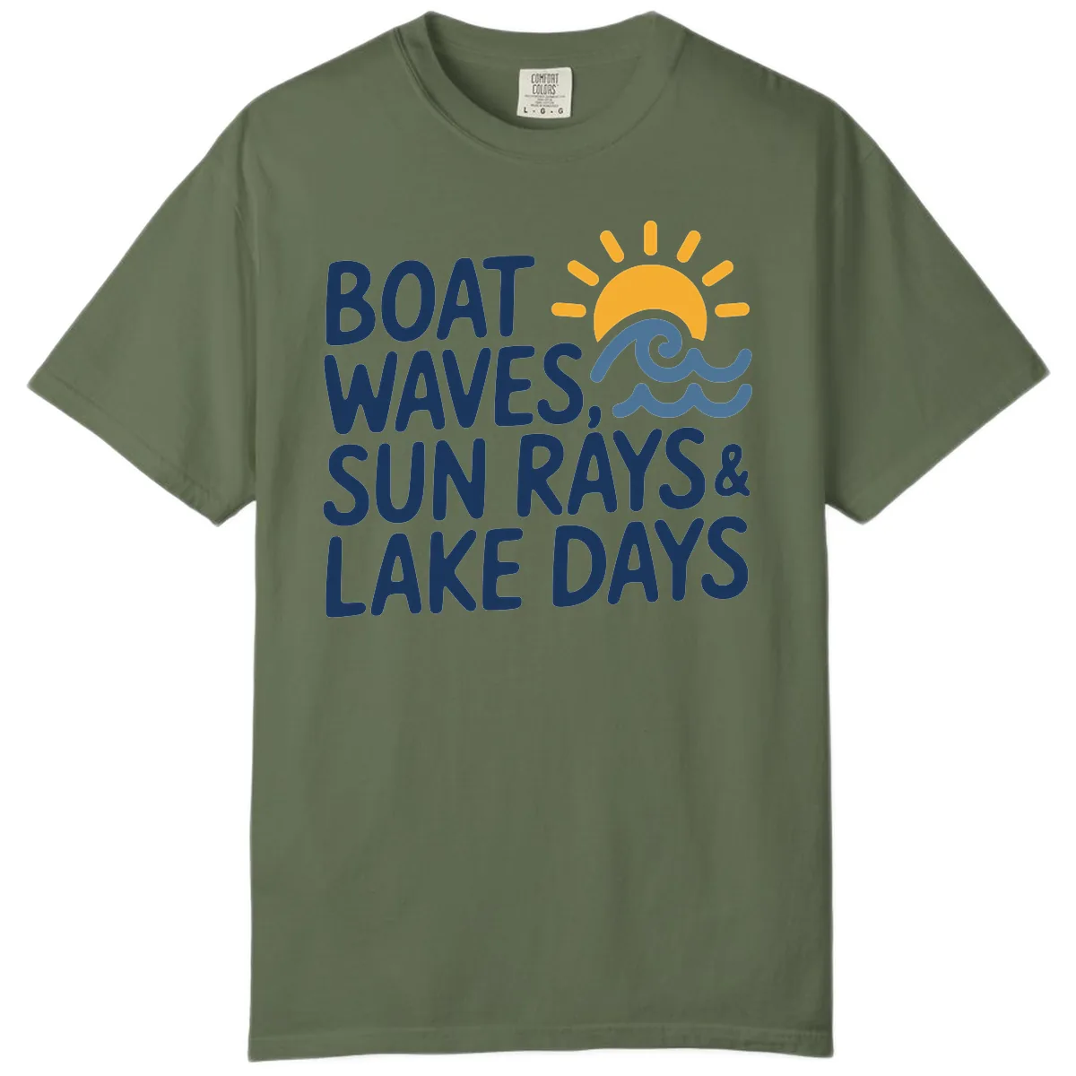 Boat Waves Sun Rays Lake Days Comfort Color in Sage