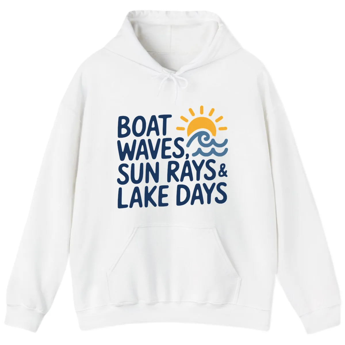 Boat Waves Sun Rays Lake Days Hoodie in White