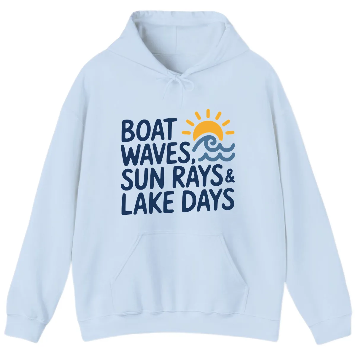 Boat Waves Sun Rays Lake Days Hoodie in Light Blue