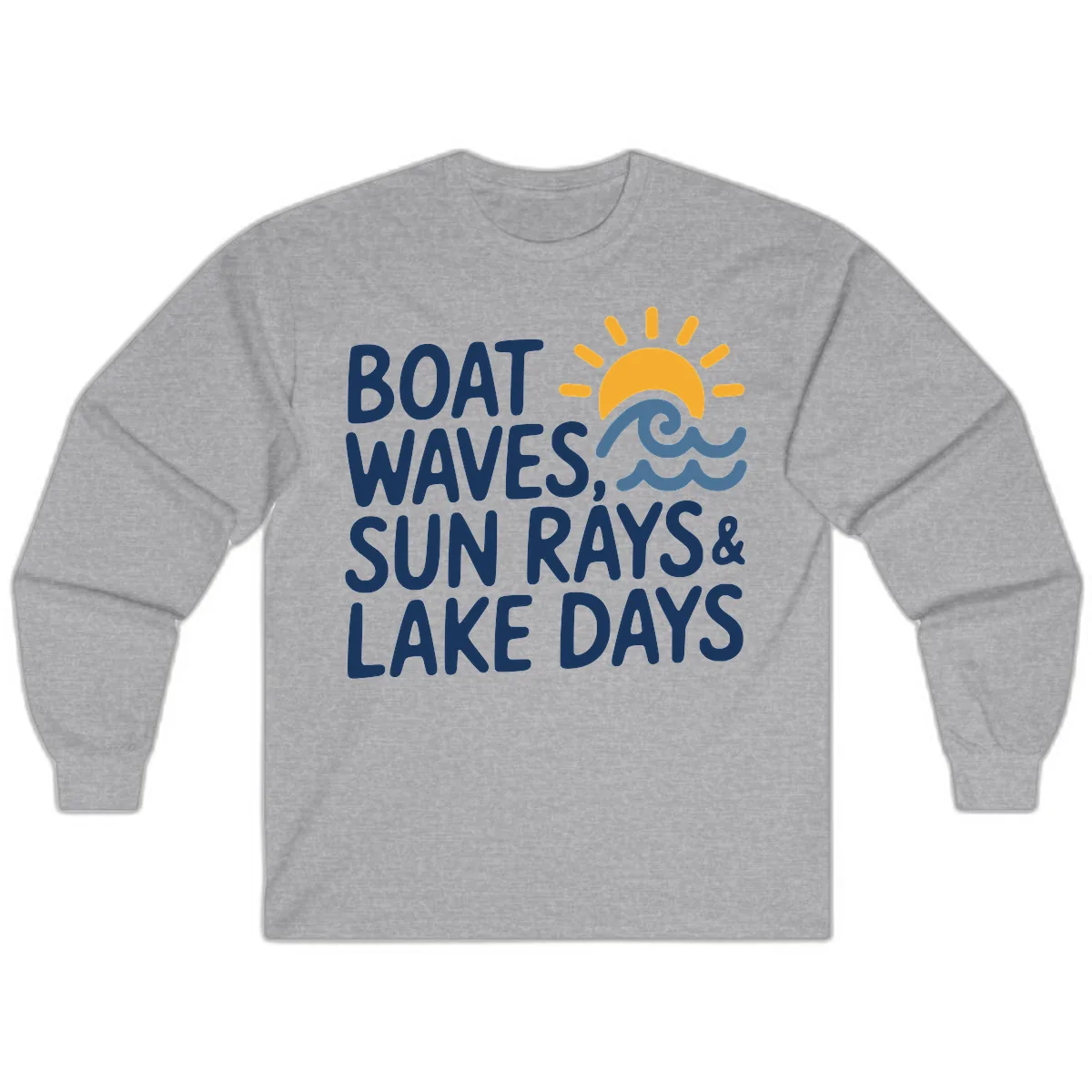 Boat Waves Sun Rays Lake Days Long Sleeve in Sport Grey