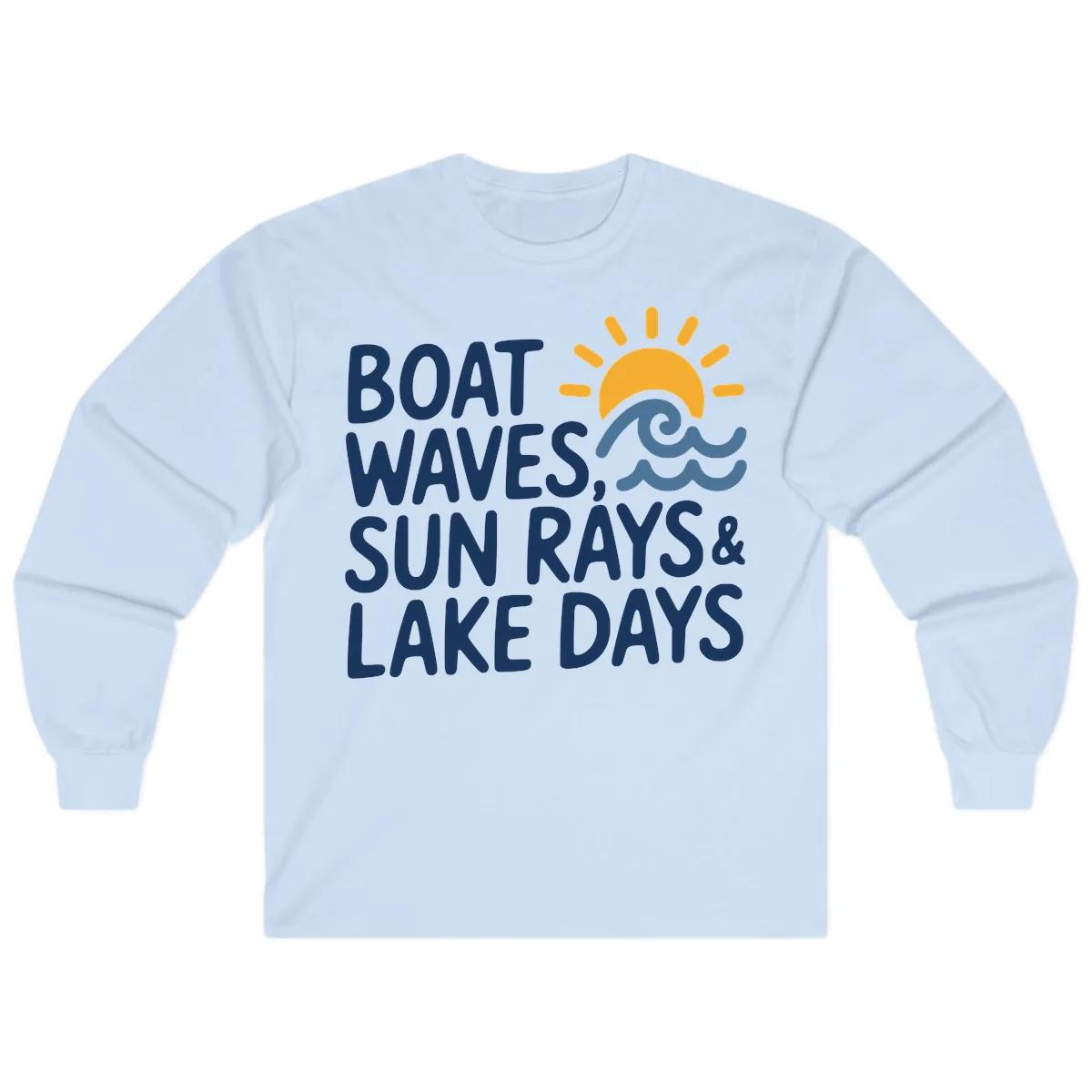 Boat Waves Sun Rays Lake Days Long Sleeve in Light Blue