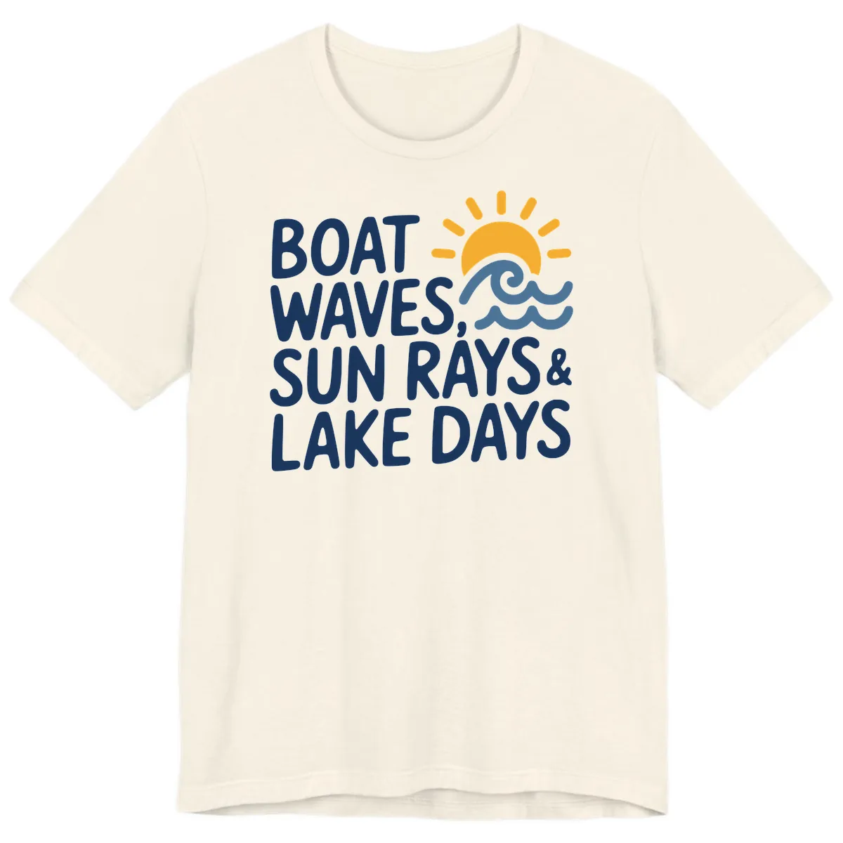 Boat Waves Sun Rays Lake Days Premium T-Shirt in Natural