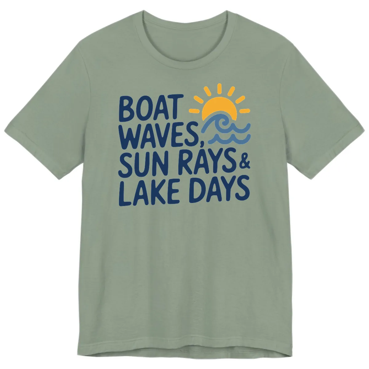 Boat Waves Sun Rays Lake Days Premium T-Shirt in Sage