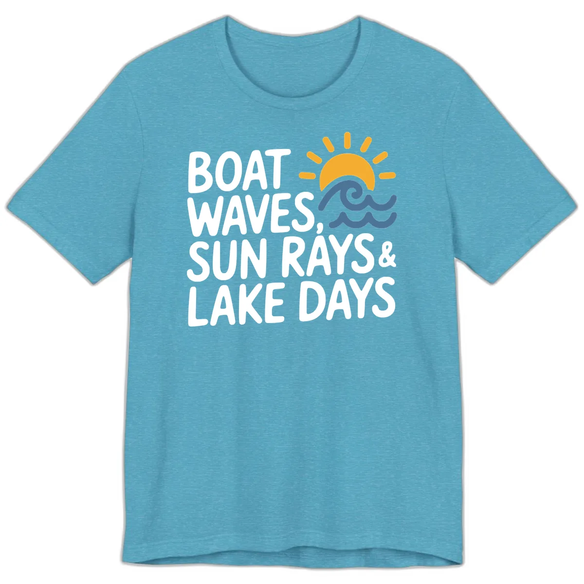 Boat Waves Sun Rays Lake Days Premium T-Shirt in Heather Aqua