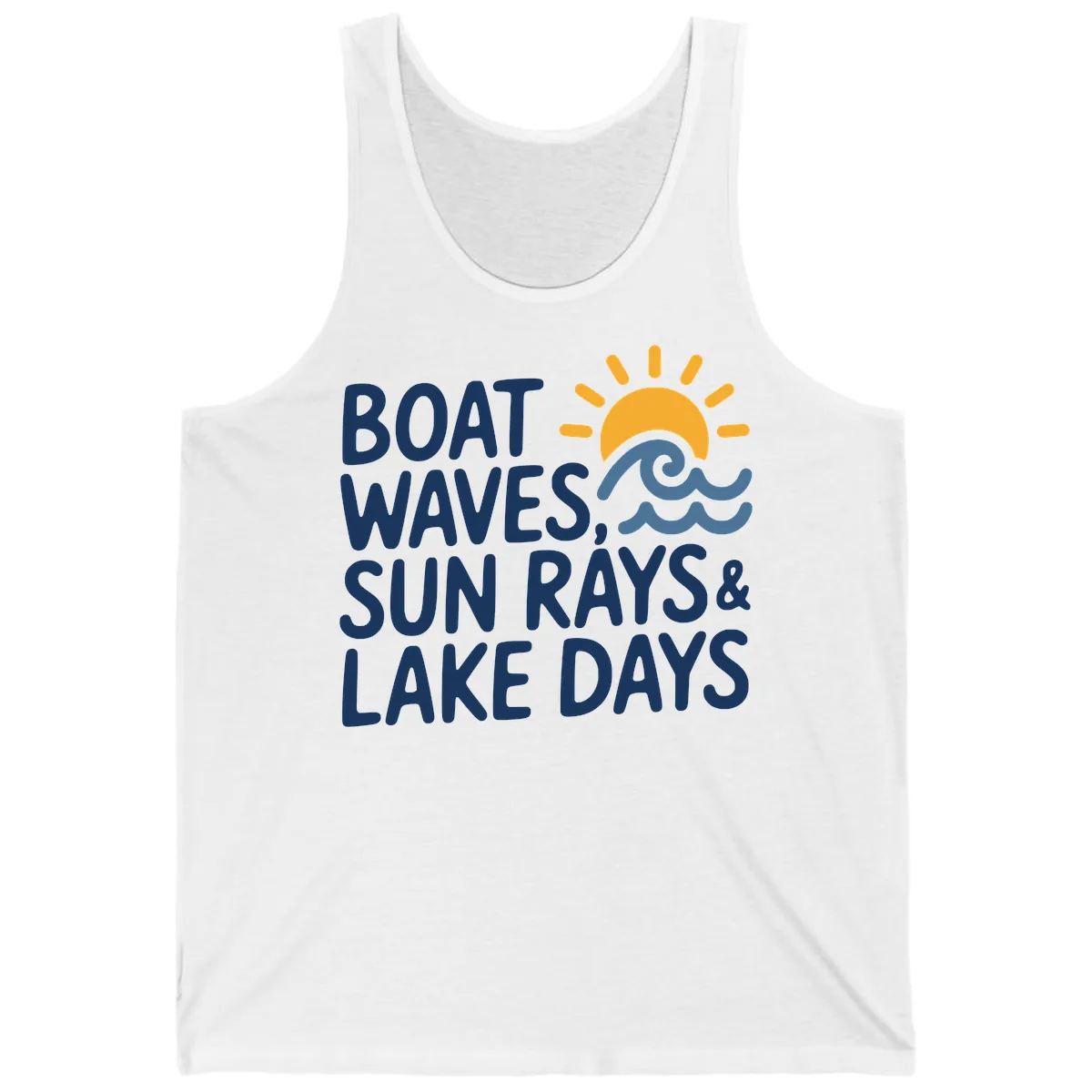 Boat Waves Sun Rays Lake Days Tank in White