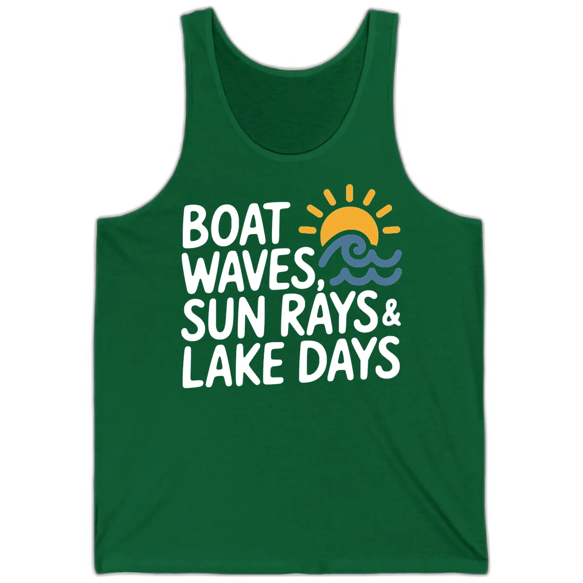 Boat Waves Sun Rays Lake Days Tank in Kelly