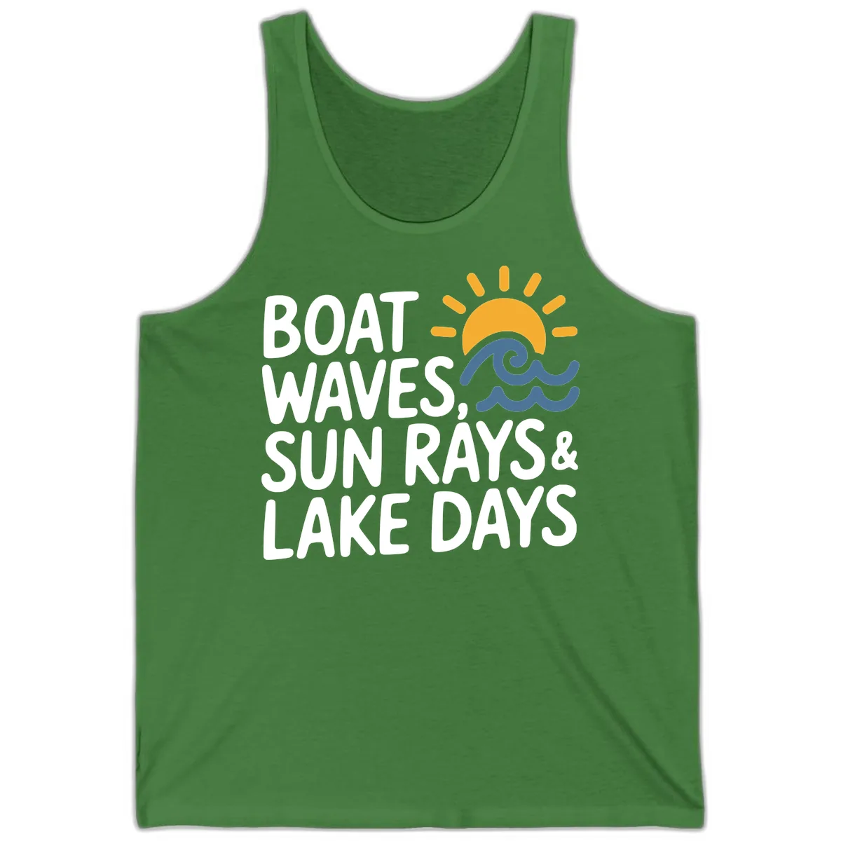 Boat Waves Sun Rays Lake Days Tank in Leaf