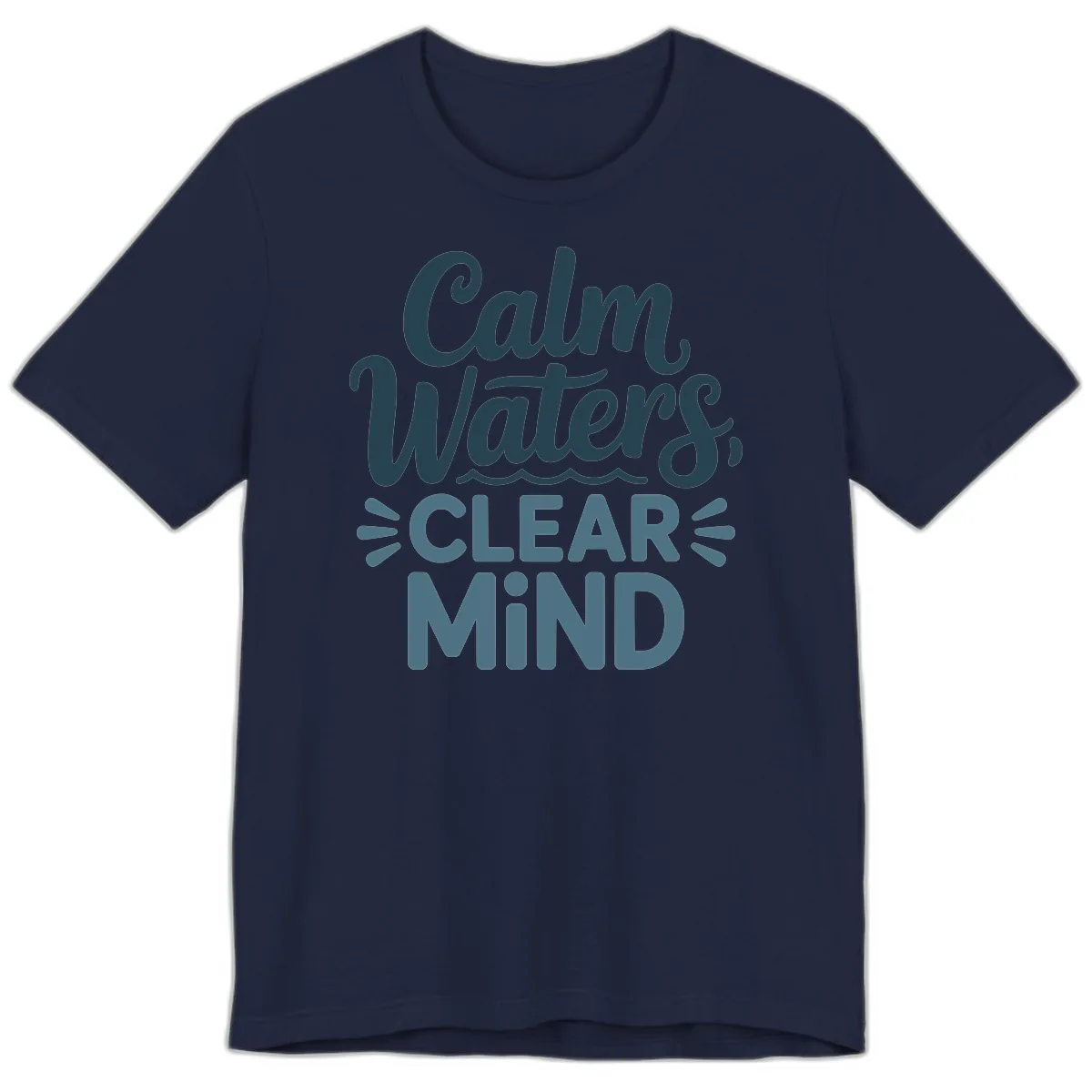 Calm Waters Clear Mind Typography Premium T-Shirt in Navy