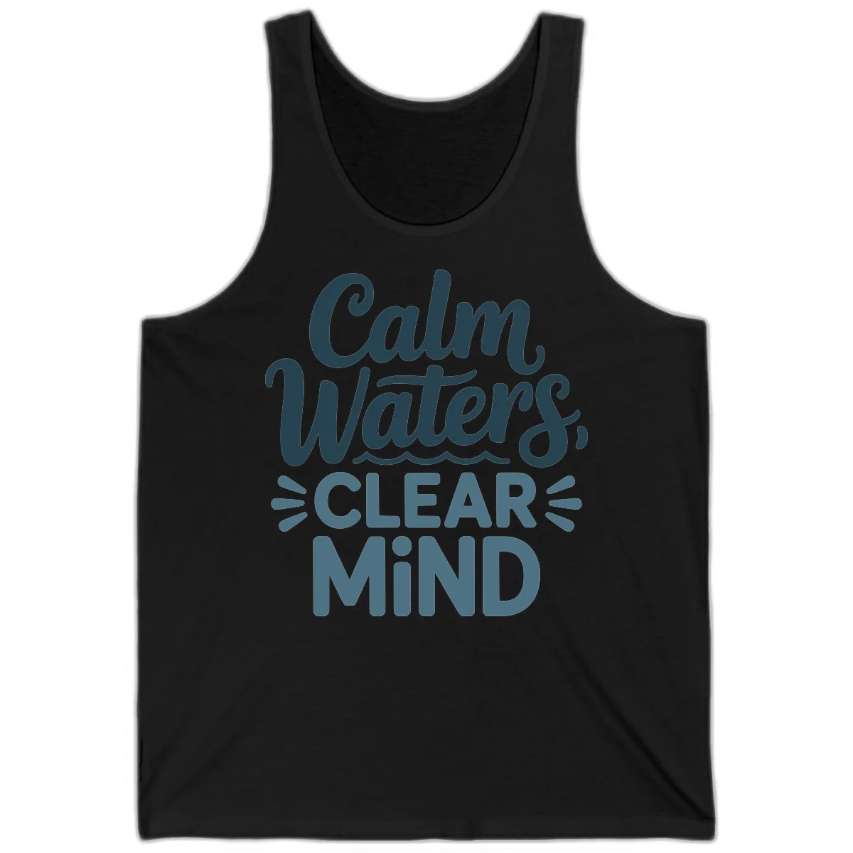 Calm Waters Clear Mind Typography Tank in Black