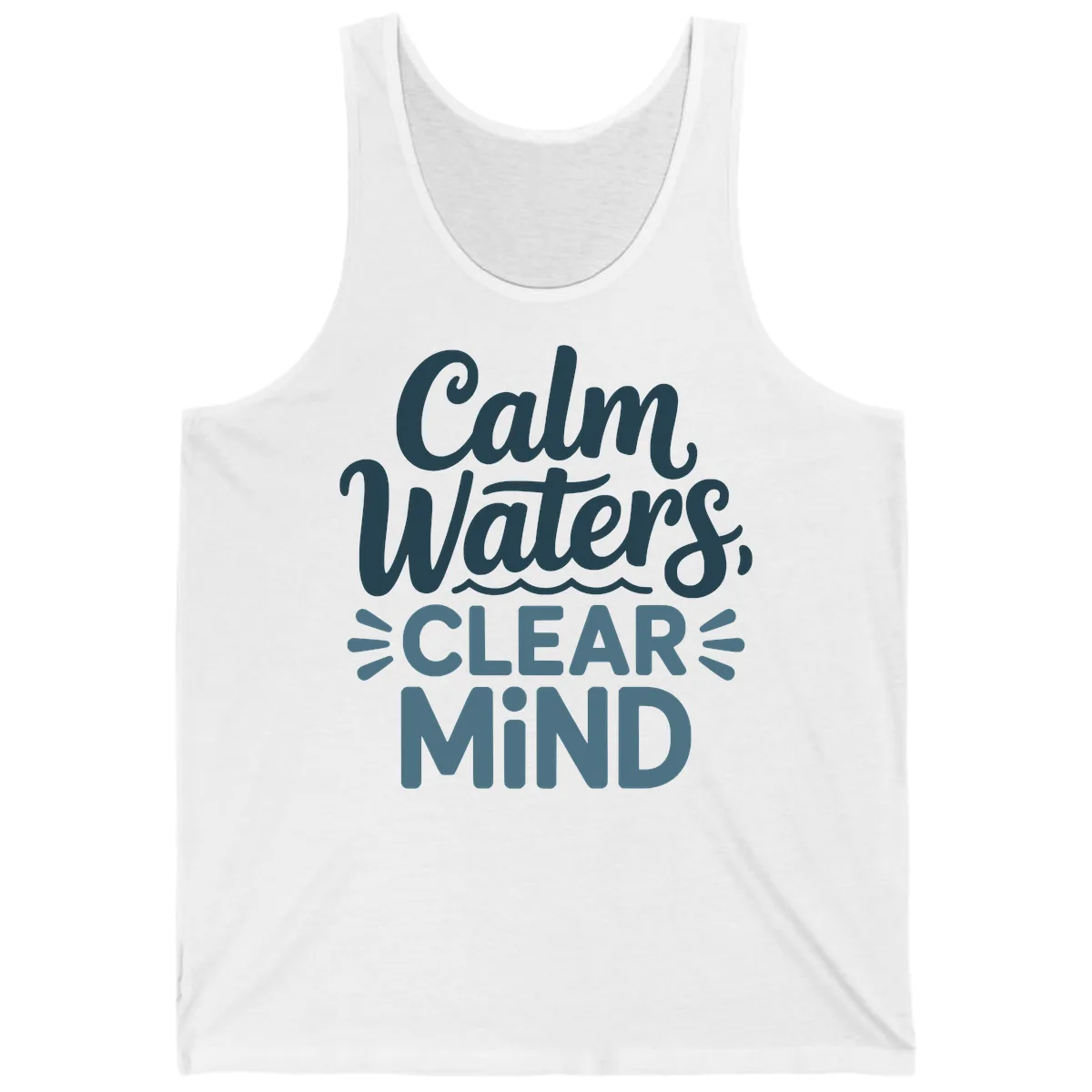 Calm Waters Clear Mind Typography Tank in White