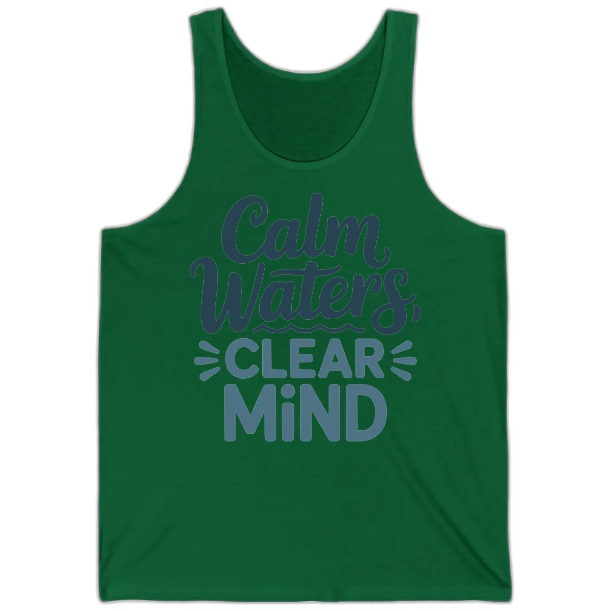Calm Waters Clear Mind Typography Tank in Kelly