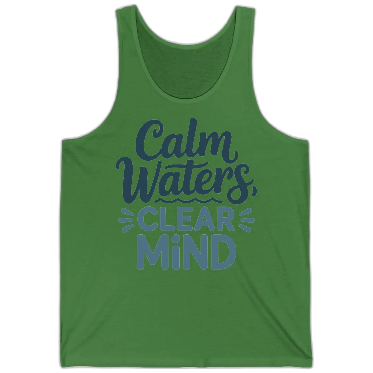 Calm Waters Clear Mind Typography Tank in Leaf