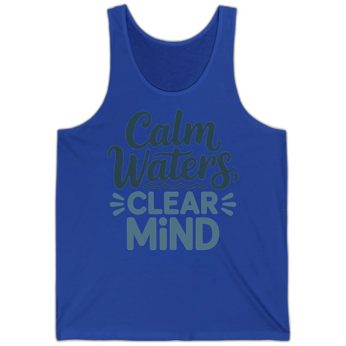 Calm Waters Clear Mind Typography Tank in True Royal