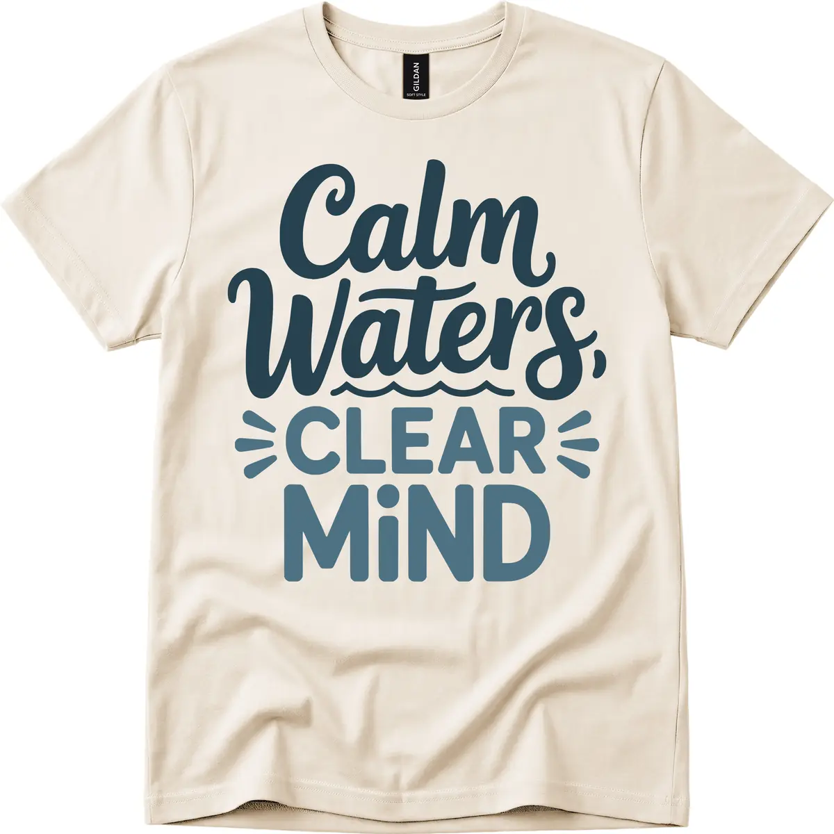 Calm Waters Clear Mind Typography T-Shirt in Natural