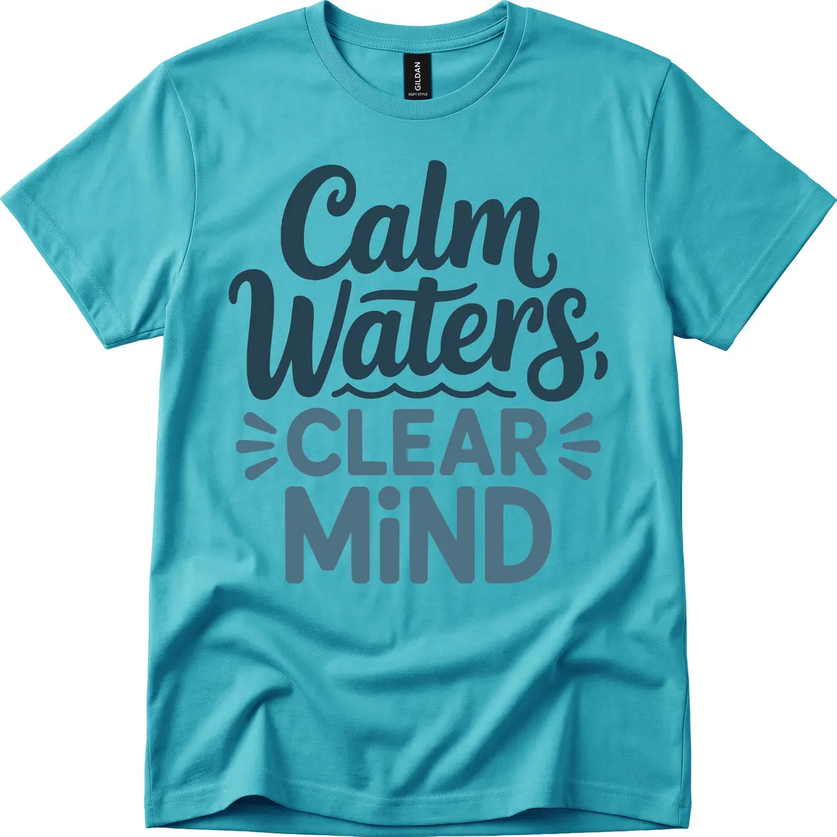 Calm Waters Clear Mind Typography T-Shirt in Tropical Blue