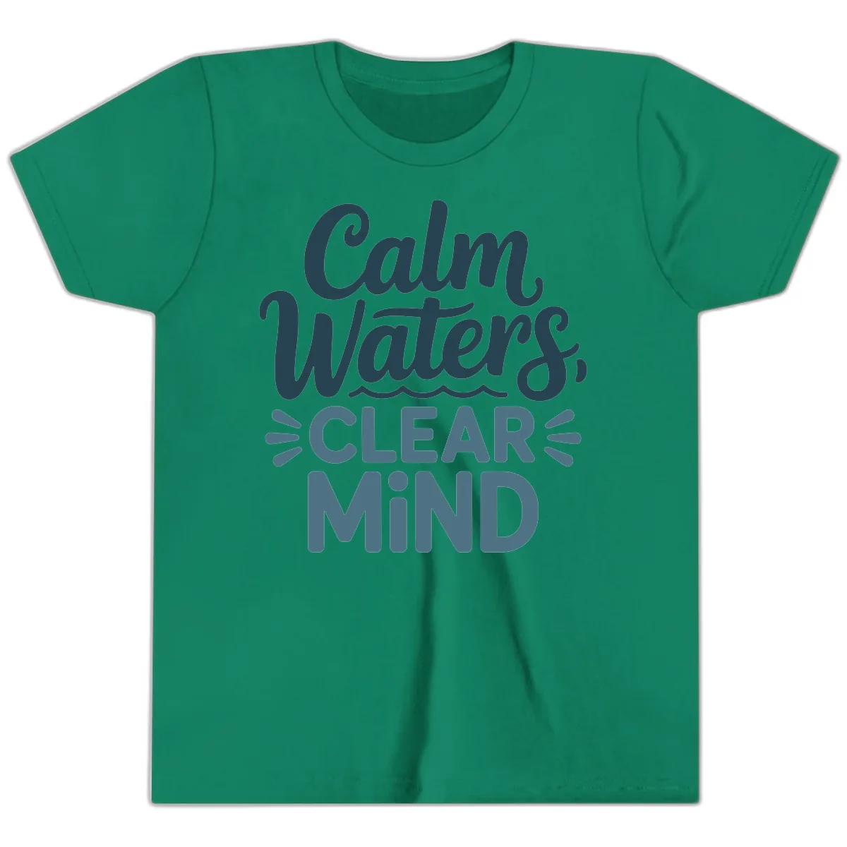 Calm Waters Clear Mind Typography Youth T-Shirt in Kelly