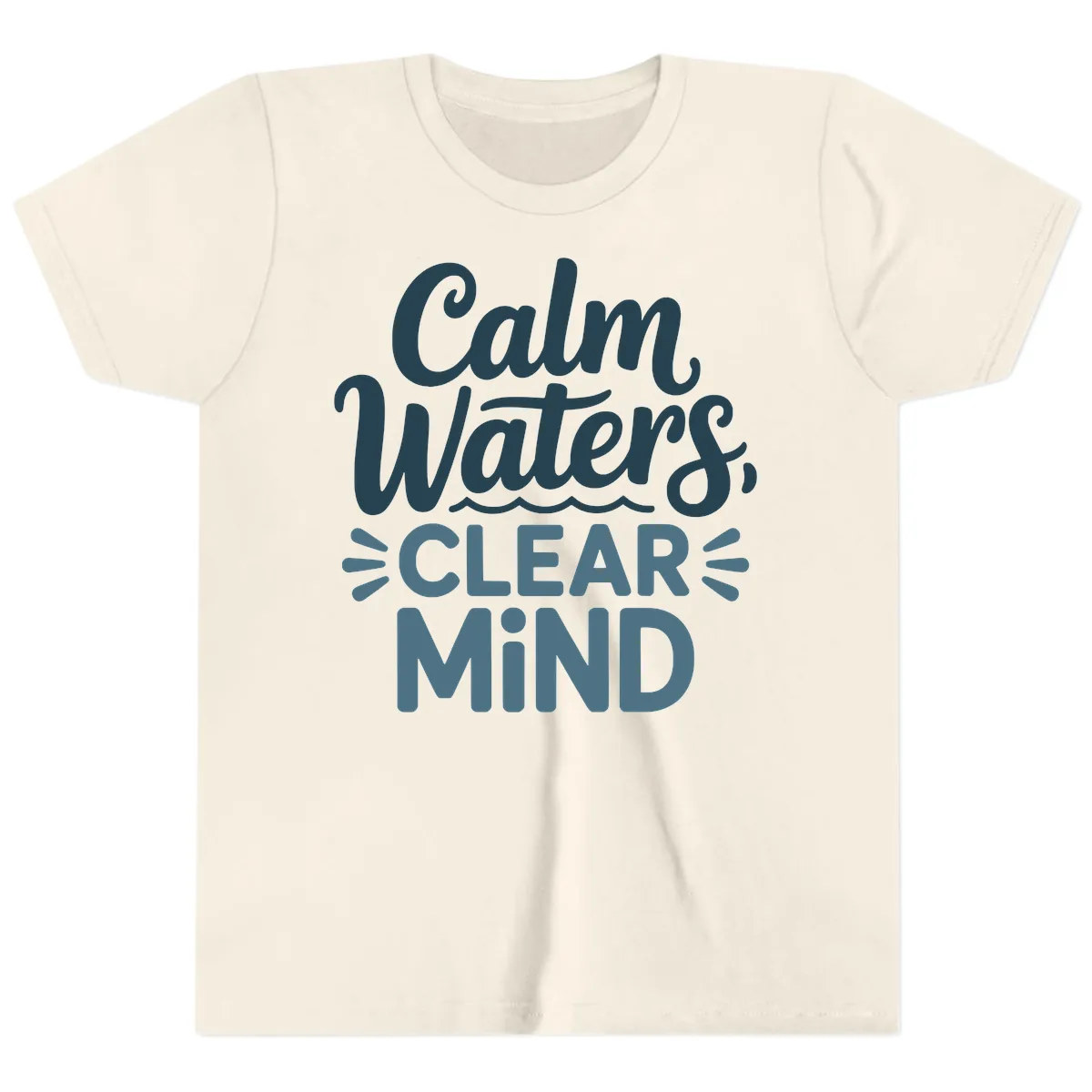 Calm Waters Clear Mind Typography Youth T-Shirt in Natural