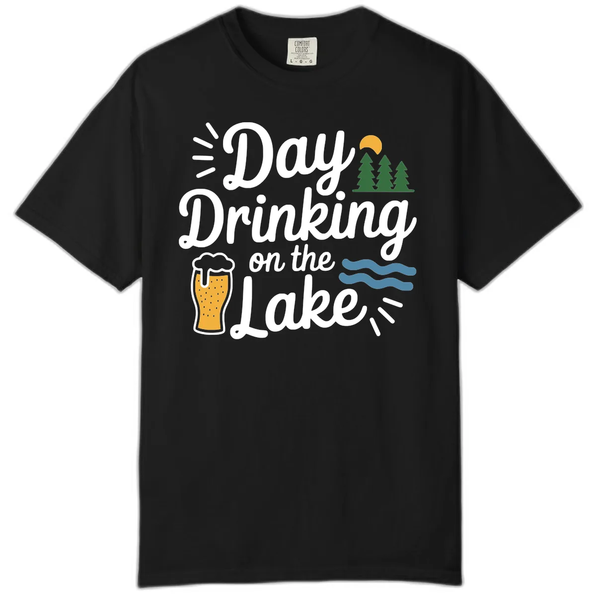 Day Drinking On The Lake Apparel Comfort Color in Black