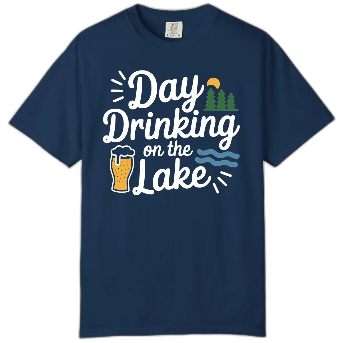 Day Drinking On The Lake Apparel Comfort Color in Navy