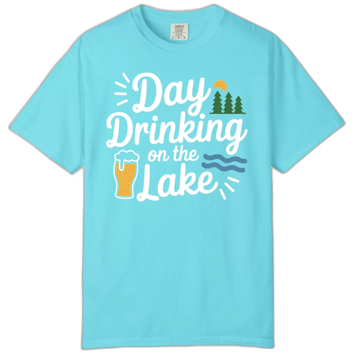 Day Drinking On The Lake Apparel Comfort Color in Lagoon Blue