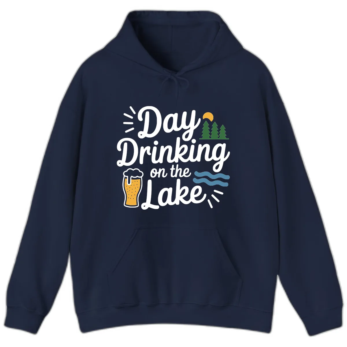 Day Drinking On The Lake Apparel Hoodie in Navy