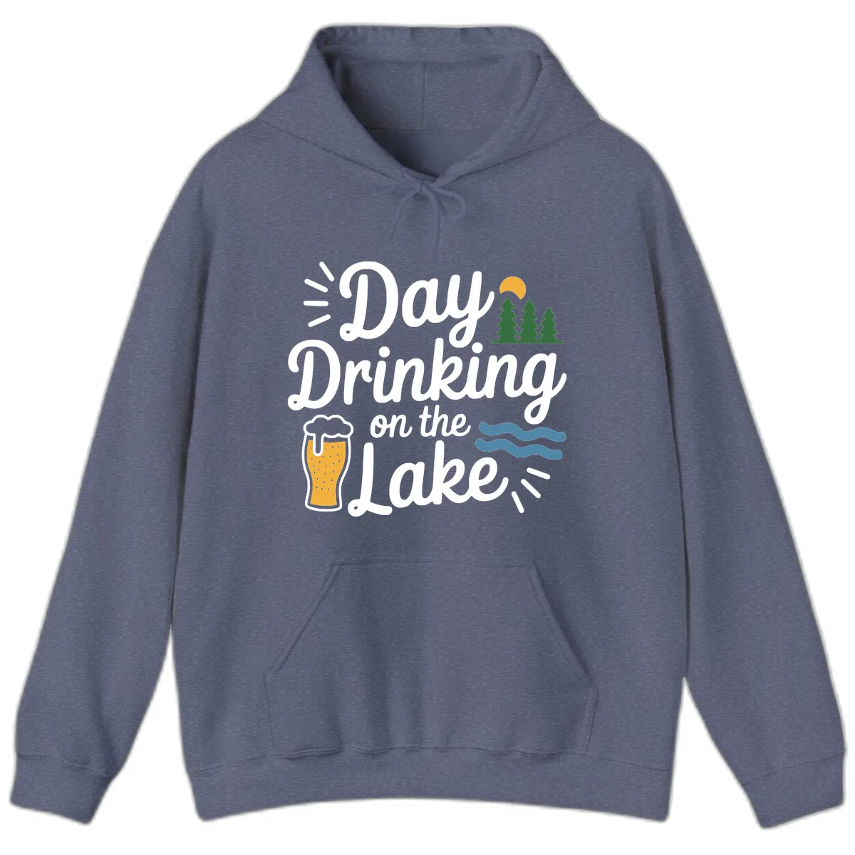 Day Drinking On The Lake Apparel Hoodie in Heather Navy