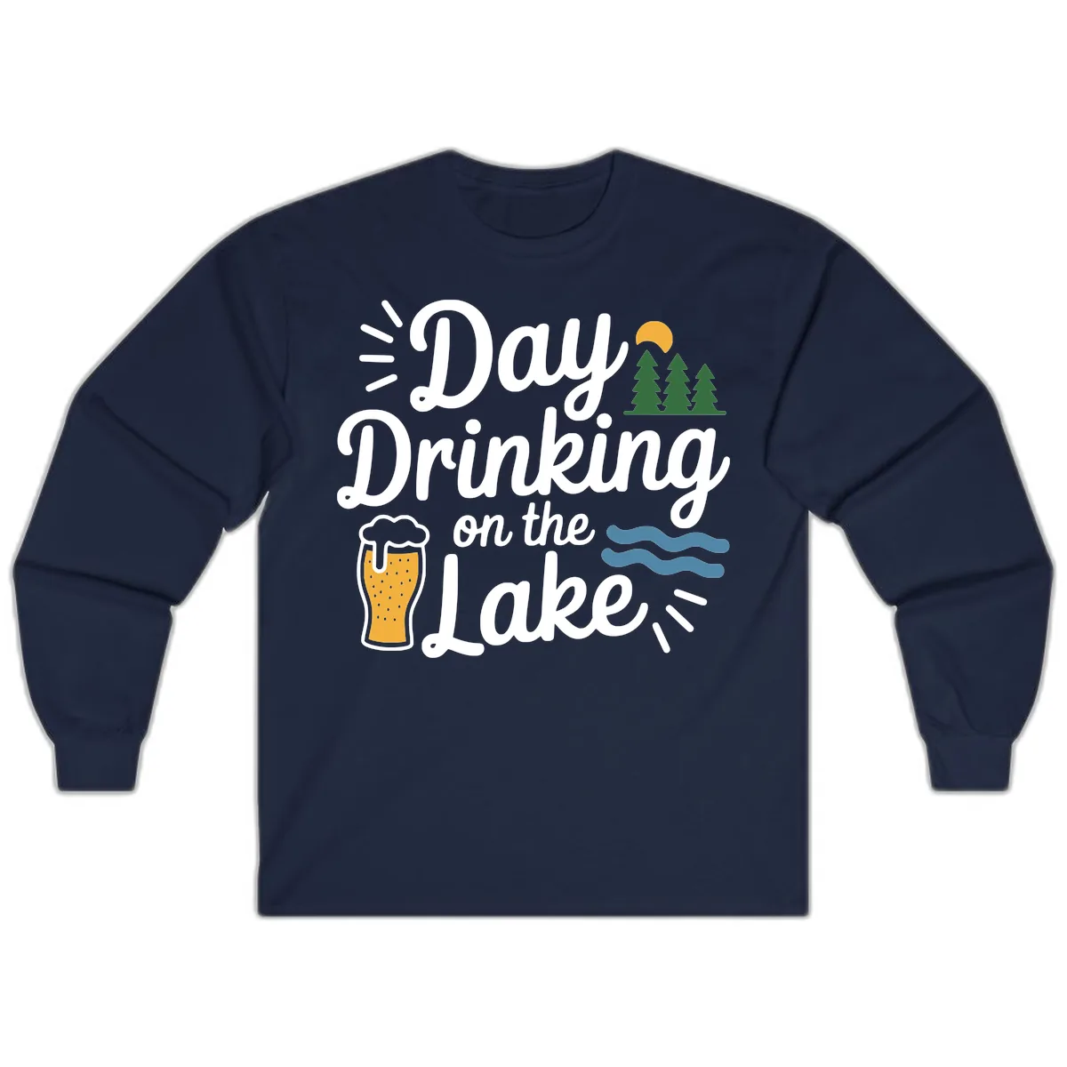 Day Drinking On The Lake Apparel Long Sleeve in Navy