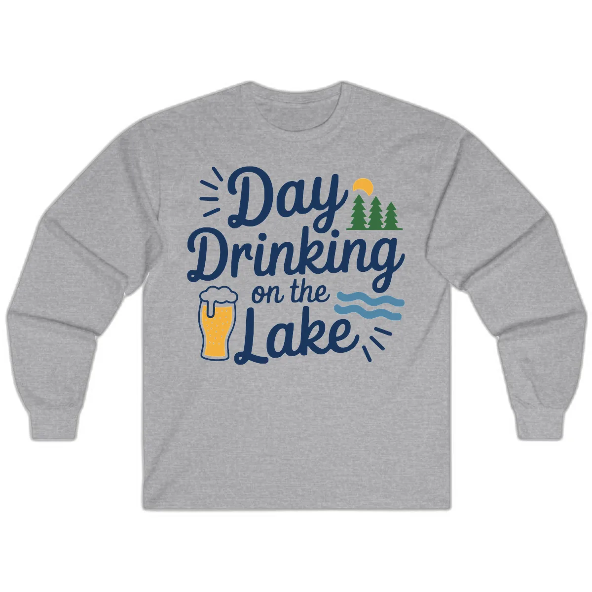 Day Drinking On The Lake Apparel Long Sleeve in Sport Grey