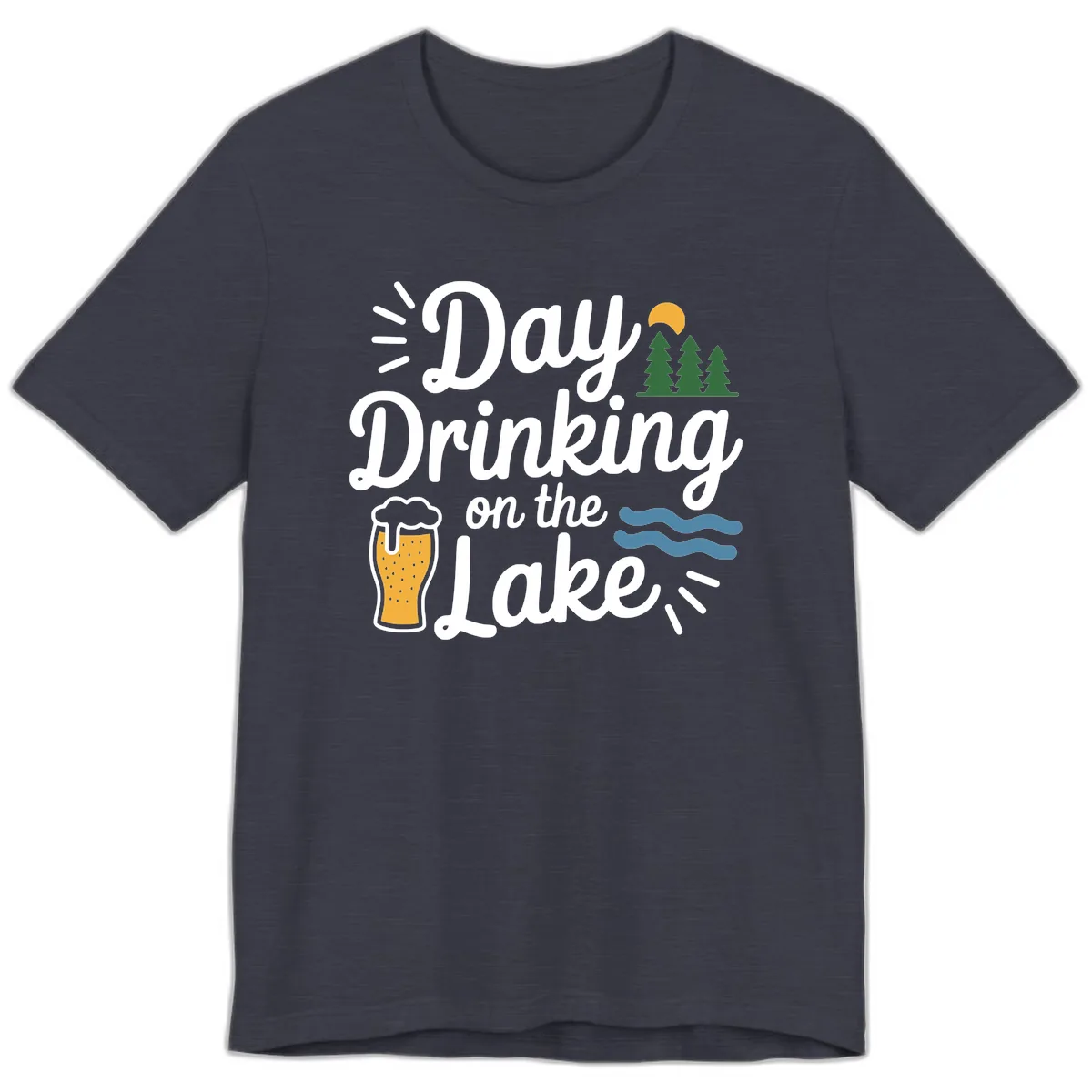Day Drinking On The Lake Apparel Premium T-Shirt in Heather Midnight Navy