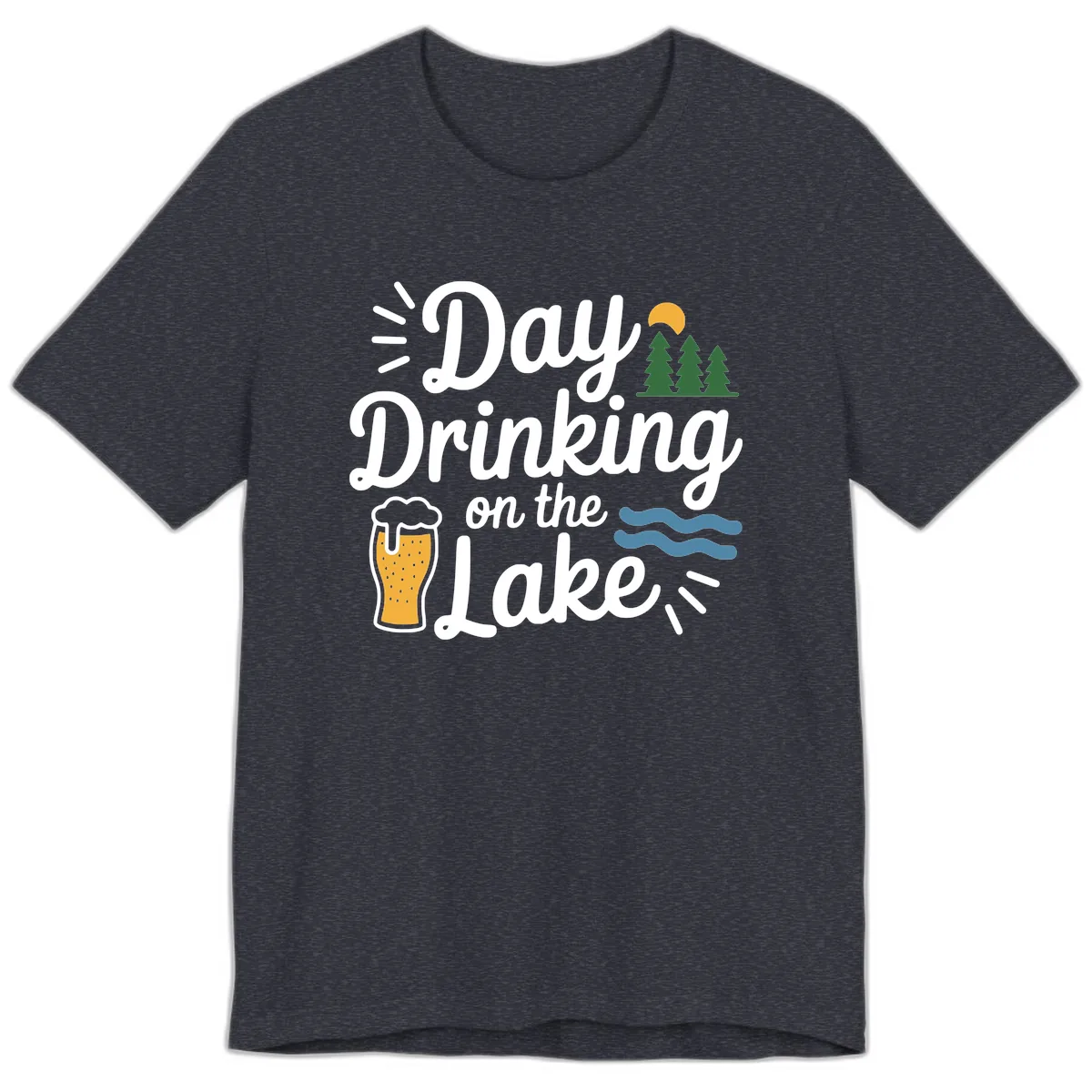 Day Drinking On The Lake Apparel Premium T-Shirt in Heather Navy