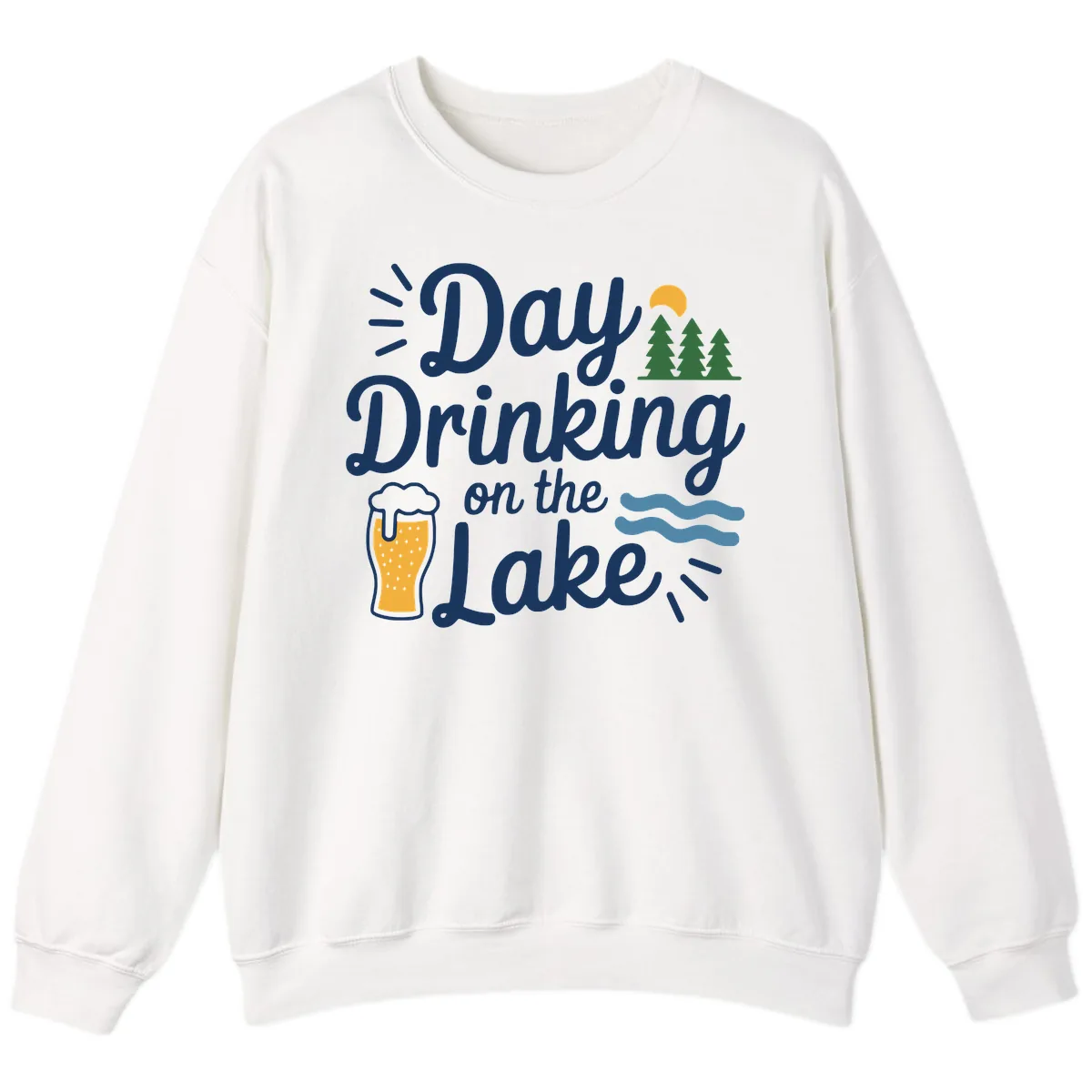 Day Drinking On The Lake Apparel Sweatshirt in White