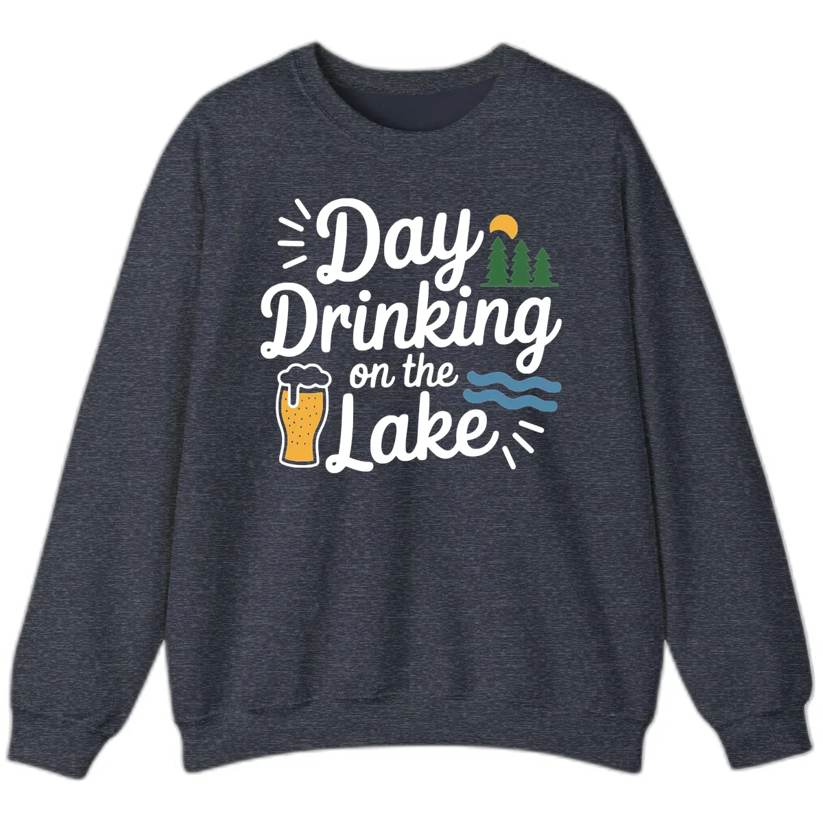 Day Drinking On The Lake Apparel Sweatshirt in Heather Sport Dark Navy
