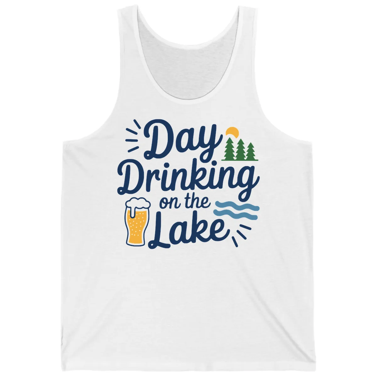 Day Drinking On The Lake Apparel Tank in White