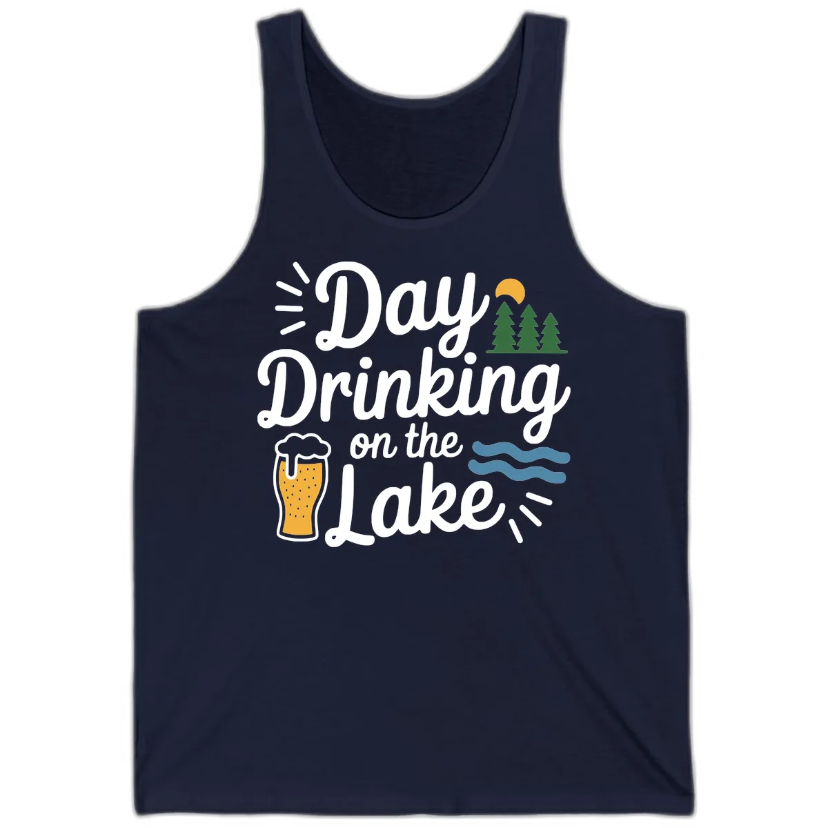 Day Drinking On The Lake Apparel Tank in Navy