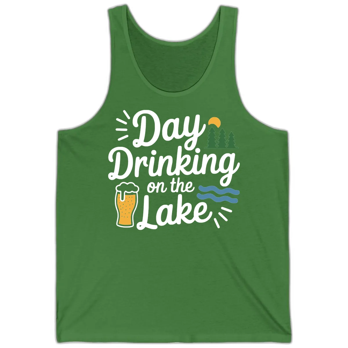 Day Drinking On The Lake Apparel Tank in Leaf