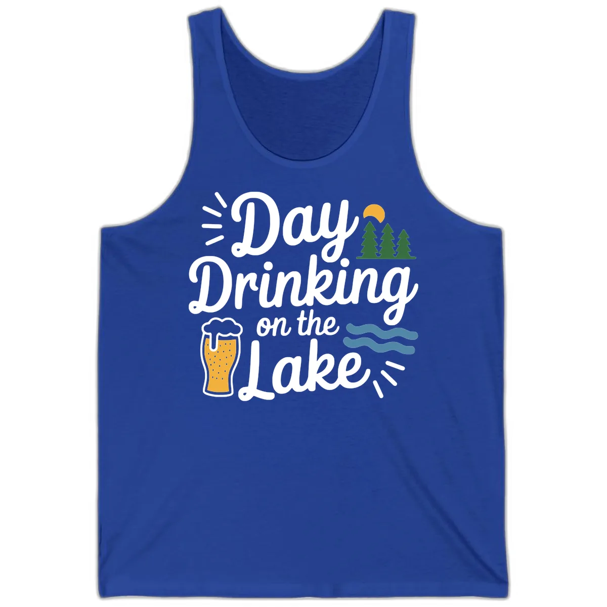 Day Drinking On The Lake Apparel Tank in True Royal